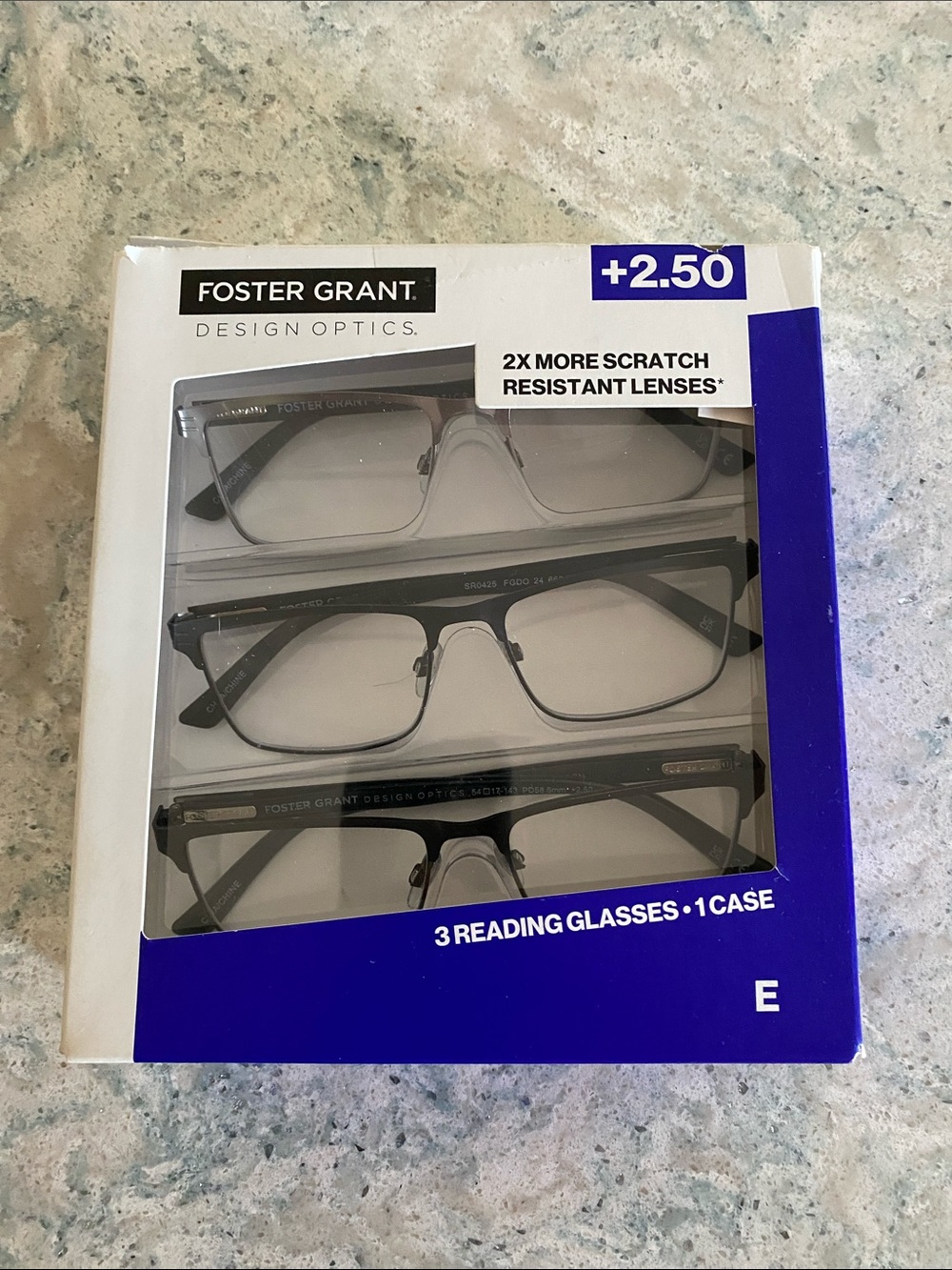 Foster Grant 3-Pack Reading Glasses +2.50 in Black Frames